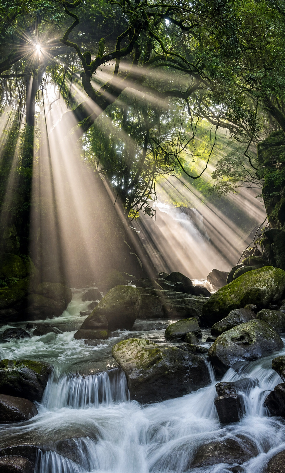 A forest stream representing Sanali's connection between scientific research and the natural world