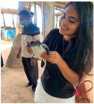 Sanali participating in turtle conservation work